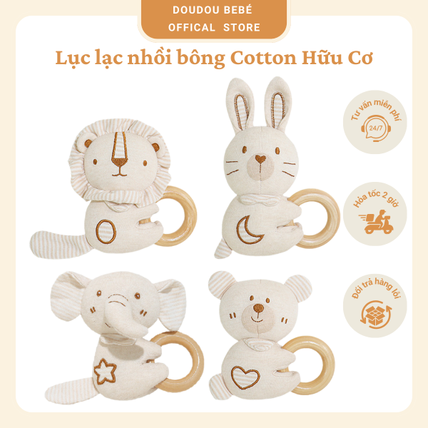 Lục lạc cầm tay cotton hữu cơ an toàn cho bé yêu